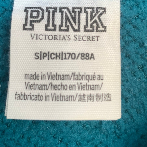 Victoria's Secret Pink Pullover Women's Small Sherpa Crop Academia Teal 1/4 Zip - Picture 4 of 7